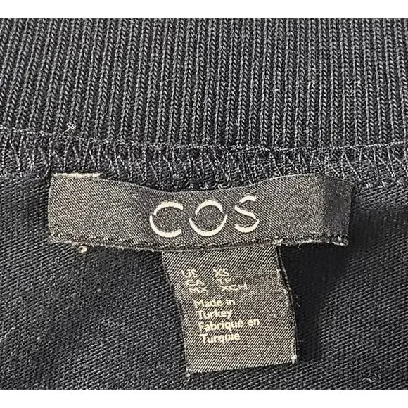 Cos black long Layered lower pleat ruffle sweater dress short sleeve grunge emo - Picture 6 of 9